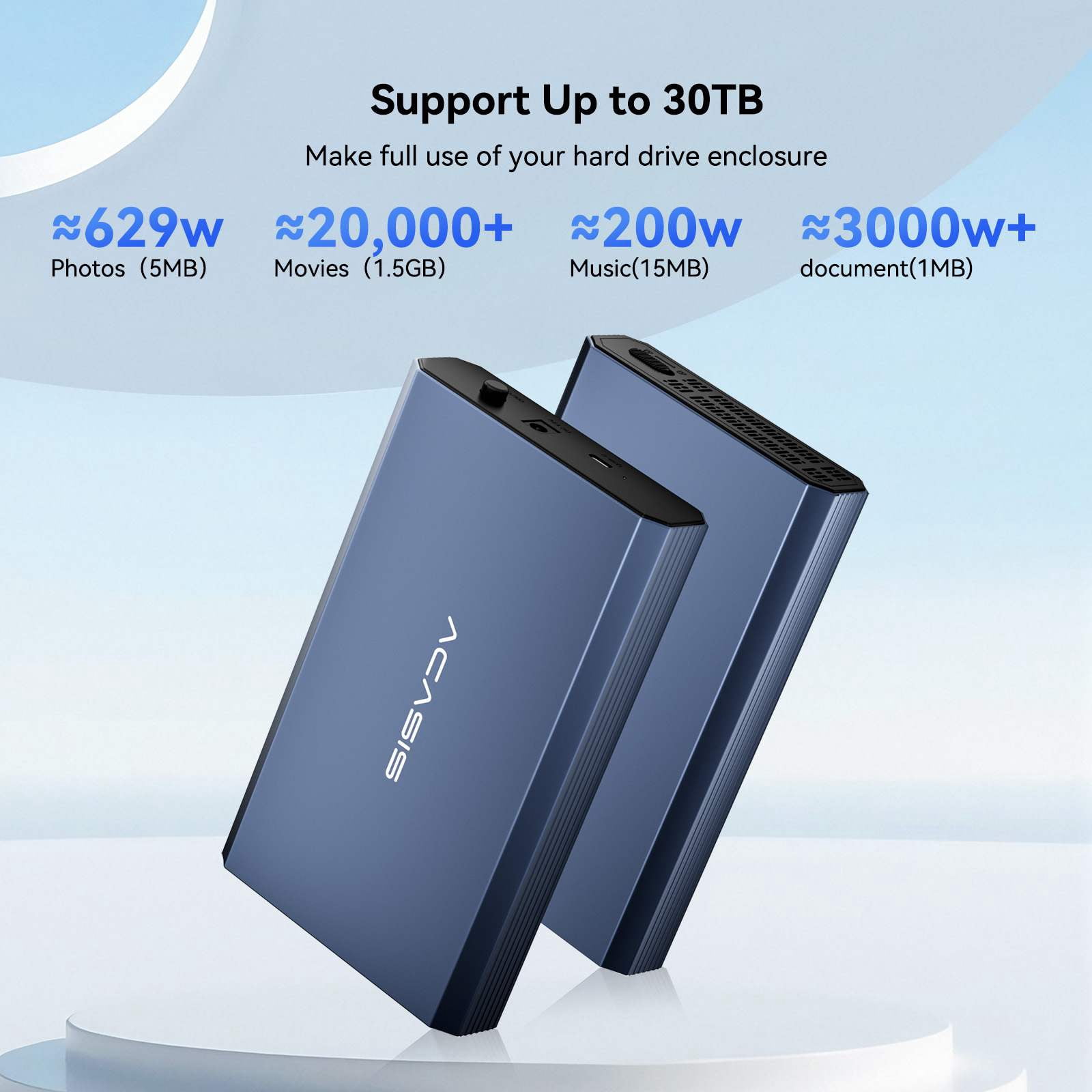 Acasis 10Gbps USB 3.2 Gen 2 SATA Hard Drive Enclosure for 3.5/2.5 Inch HDD/SSD, Tool-Free External Case (EC-7351Pro)