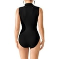 thumbnail image 3 of YUSHOW Women's Mock Turtle Neck Sleeveless Bodysuit Sexy Tank Tops Soft Slim Fit Stretchy Layer Top Black,S, 3 of 7