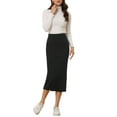 thumbnail image 2 of INSPIRE CHIC Women's Straight Skirt High Waist Midi Sweater Pencil Skirt L Black, 2 of 6