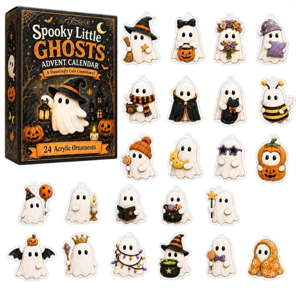 Halloween Advent Calendar 2026 with 24 Ghost Ornaments, Halloween Countdown Calendar for Student Party Decorations, Halloween Party Favors for Toddlers