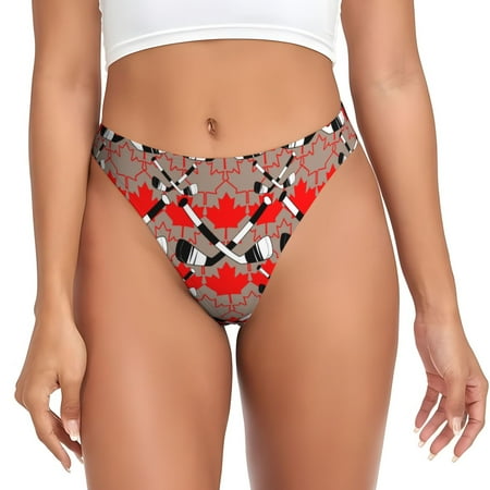 Lukts s Hockey With Maple Leaves for G-String Thongs for Women -Sexy Low-Rise Panties with A Stretchy T-back  Perfect for Any Outfit  Available in XS-4XL-Medium