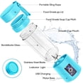 thumbnail image 2 of Batidora portátil, mezclador personal de frutas y hielo recargable con USB, mini licuadora para batidos, jugo de frutas, batidos de leche, 13 onzas, seis cuchillas 3D para una gran mezcla (azul) Genérico HM-03, 2 of 7