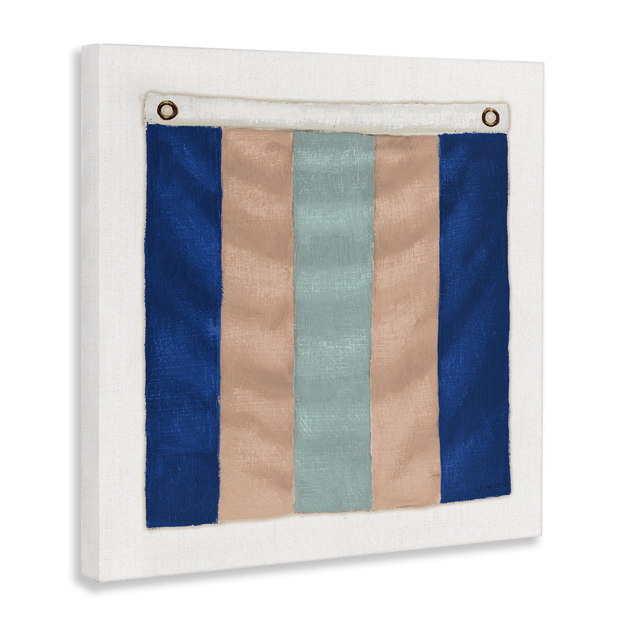 Stupell Industries Striped Nautical Flag Nautical & Beach Painting Wrapped Canvas Art Print Wall Art, 17 x 17