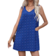 thumbnail image 1 of Vestido Informal de Verano para Mujer, con Lunares, Cuello en V, Sin Mangas y Bolsillos, Color Azul, Talla S, 1 of 8