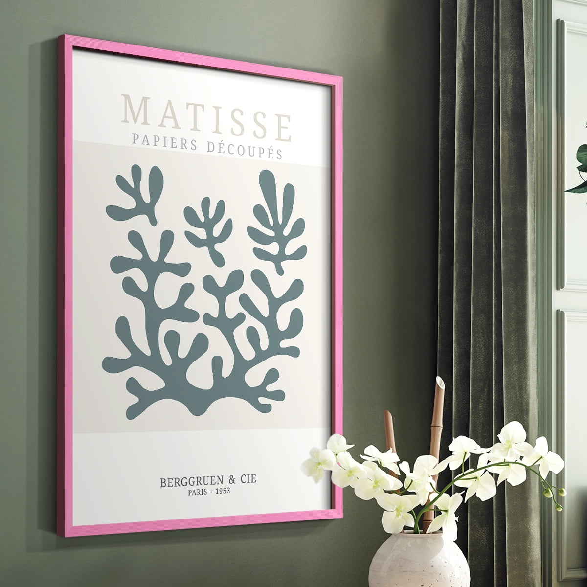 Matisse CDXXVII in Pink Solid Wood Framed Print No Nail Hanging