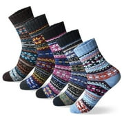 JDEFEG Scrunch Socks Crock Socks 5 Pairs Socks Women's Autumn and Winter Ethnic Style Personality Wide Stripe Thickened Socks Step Dad Socks for Women A