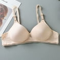 thumbnail image 3 of Bigersell Padded Bra with Straps Women Bra Soild Wire Free Underwear 1 Piece Bra Everyday Small Cup Underwear Big & Tall Size Wirefree Bra with Support, Style 13717, Beige 42A, 3 of 3