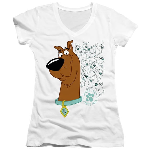 Scooby Doo Evolution Of Scooby Doo Junior Women's V-Neck T-Shirt White