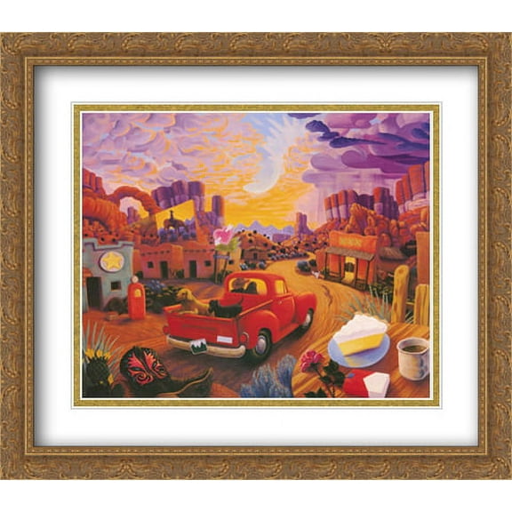 Sunset Ride 2x Matted 32x28 Large Gold Ornate Framed Art Print by Stephen Morath