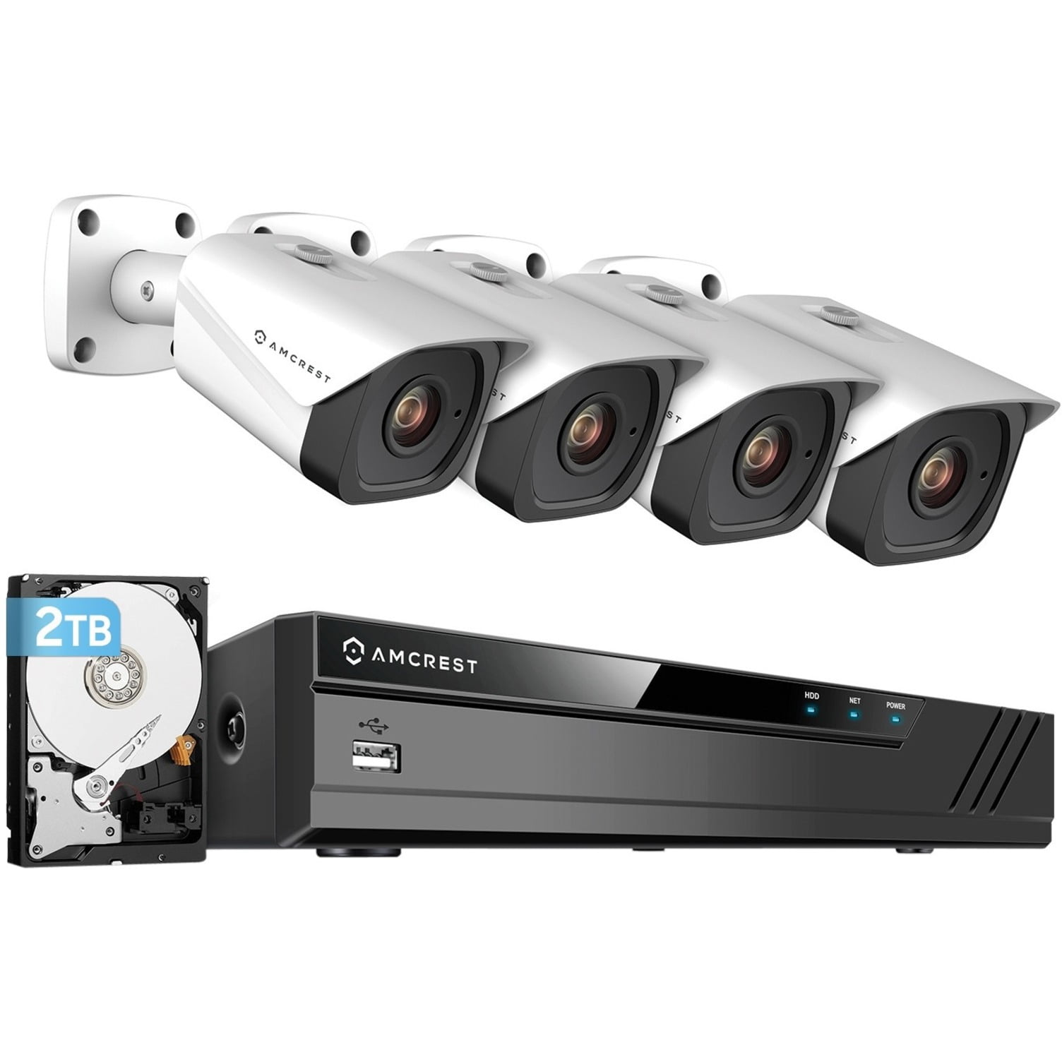Amcrest NV4108EIP8M2496EW42TB Video Surveillance System, 2 TB HDD