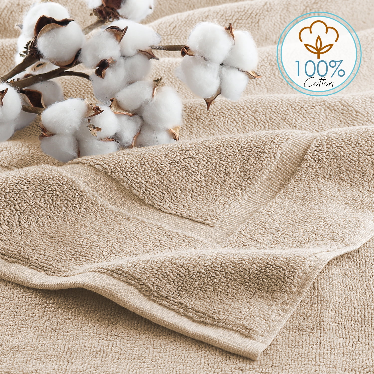 Clara Clark Bath Towels Set, 100% Cotton Luxury Softness 10 Pc Set, Cream