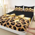 thumbnail image 3 of Homewish Leopard Print 4pcs Bed Sheets For Teens Boys Girls,Kawaii Bow King Sheets,Black Brown Super Cozy Sheet Set,Super Cozy Room Decor, 3 of 7