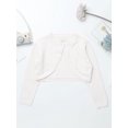 thumbnail image 6 of Eandarui Kids Girls Knitted Sweater Cropped Coat Long Sleeve Single Button Closure Dressy Cardigan White 90, 6 of 7