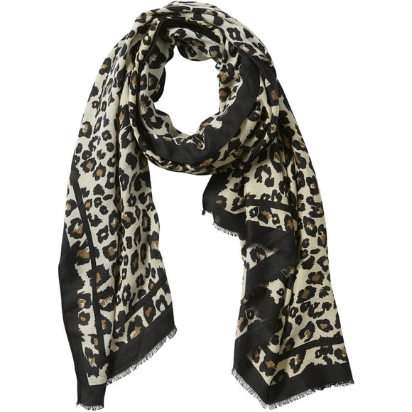 Design Imports 810841 Tickled Pink Ecru Deb Leopard Scarf