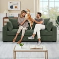 thumbnail image 4 of Lunale 79"L Corduroy Sofa, Deep Seat Sleeper Couch, 3-Seater Living Room Sofa, Green, 4 of 9