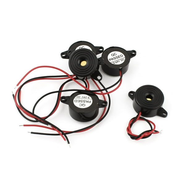 5Pcs DC 3-24V Wire Industrial Audio Piezo Electronic Alarm Buzzer with 5.3mm Hole
