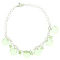 thumbnail image 1 of Silver-Tone Ankle Bracelet With Green Faceted And Circle Shaped Charm Accents AN1339A-GREEN, 1 of 2