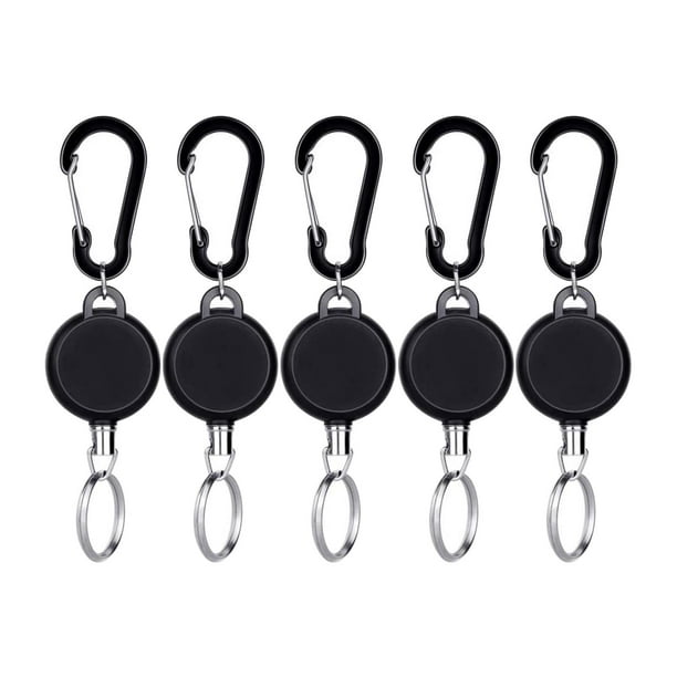 segolike 5pcs Retractable Key Chain, ID Badge Holder Reel with Belt Clip,  Steel Wire Cord 
