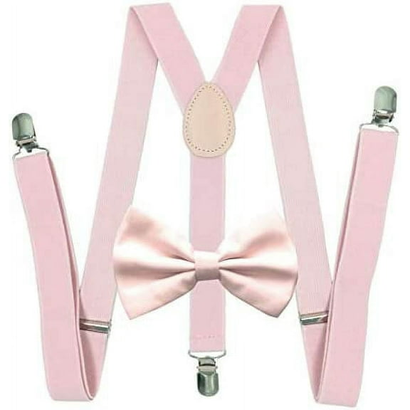 Nvzi Unisex's Bow tie & Suspender Sets (Blush/Wedding Pink)