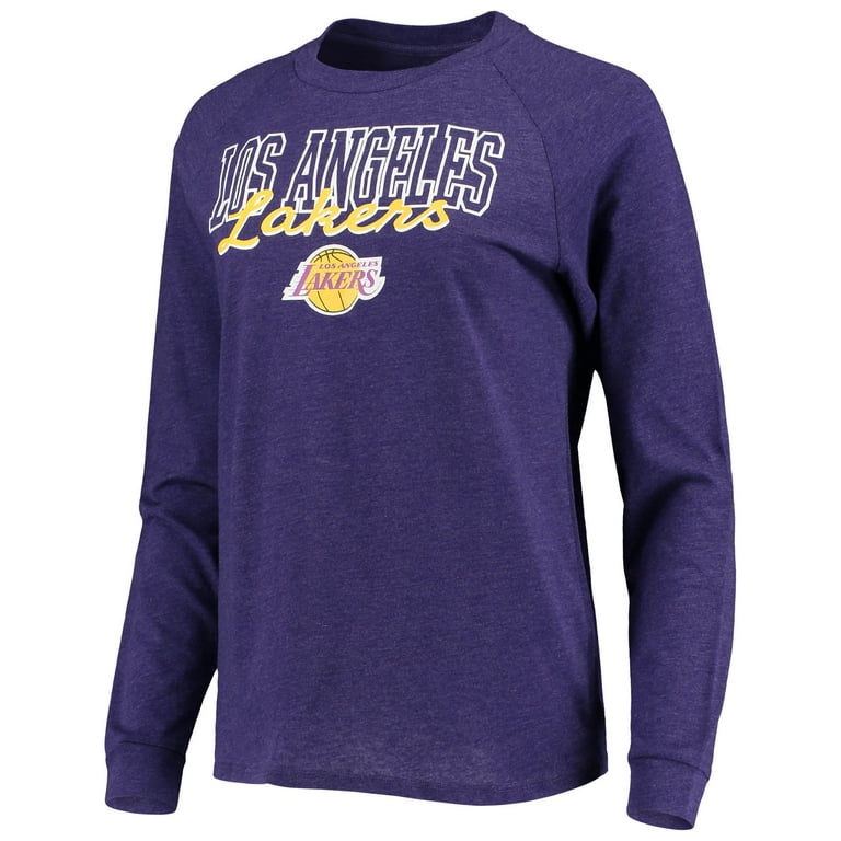 Women's Concepts Sport Heathered Black/Heathered Purple Los Angeles Lakers  Raglan Long Sleeve T-Shirt & Shorts Sleep Set 