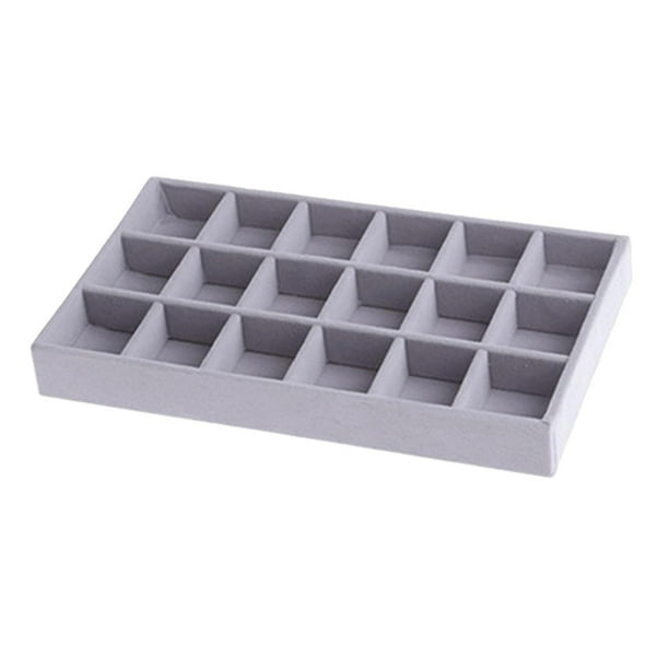 Caja organizadora portátil de terciopelo para exhibir joyas, anillos, collares y pulseras. 18 rejillas