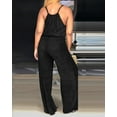 thumbnail image 3 of ZOELNIC Women's Sleeveless Jumpsuit - Spaghetti Strap Casual Romper with Drawstring, Summer Vacation & Resort Outfit, S, 3 of 8