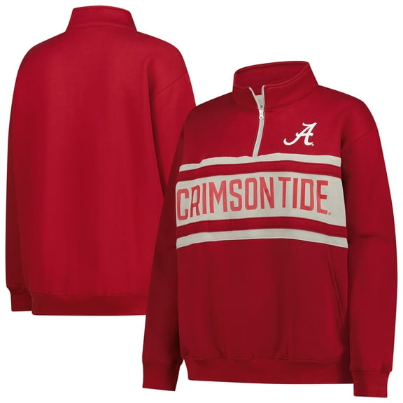 Women's Fanatics Crimson/Gray Alabama Crimson Tide Plus Size Quarter-Zip Pullover