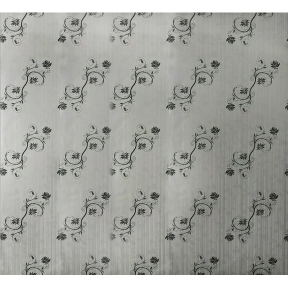 Dundee Deco Peel and Stick Self Adhesive Wallpaper - Floral Printed Black, Off-White Vines, 18 ft x 18 in