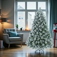thumbnail image 2 of Tcbosik Flocked Artificial Christmas Tree with 404 Tips, 4ft Unlit Xmas Tree, Holiday Décor with Metal Stand, White+Green, 2 of 7