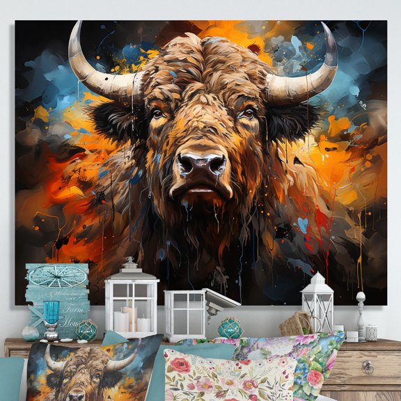 Designart "Buffalo Majestic Bison composition" Animals Canvas Wall Art