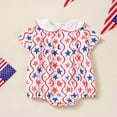 thumbnail image 2 of mgoYE Newborn 4th of July Outfit Girl Fourth Clothing for Baby USA Smocked Bubble Romper Infant Bodysuit Memorial Day(Red,9-12 Months), 2 of 6