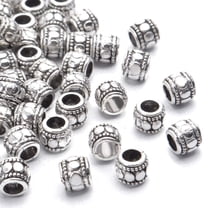 100pcs Tibetan Silver Spacer Beads Large Hole Beads Charms Hollow Tube Bead for DIY Necklace Bracelets