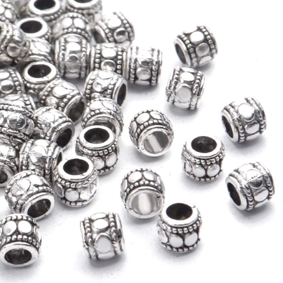 100pcs Tibetan Silver Spacer Beads Large Hole Beads Charms Hollow Tube Bead for DIY Necklace Bracelets