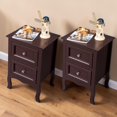 thumbnail image 2 of Tcbosik Side Tables Set of 2, Modern Nightstand with 2 Storage Drawers, 23.6 Inch End Table for Bedroom, Living Room, Easy Assembly, Brown, 2 of 10