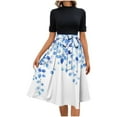 thumbnail image 2 of Weiqiqre Robes Maxi pour Femmes Fluides à Manches Courtes Taille Empire d'Été à Col Rond Longueur Midi Mode Robes d'Été Ceinturées pour Femmes, 2 of 6