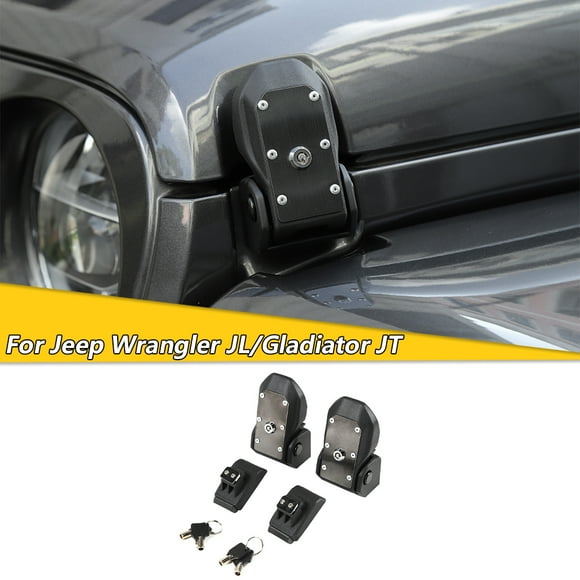 CheroCar Hood Latch Catch with Key Locking for Jeep Wrangler JL 2018-2023 & Jeep Gladiator JT 2020-2023, Black