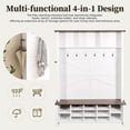 thumbnail image 3 of Farmhouse 4-in-1 Hall Tree with 6 Hooks, Walnut Entryway Bench with Shelves, Wooden Style Rustic Shoe Organizer with 16 Open Compartments for Mudroom, Living Room, White (OLD SKU: N721P264915K), 3 of 5