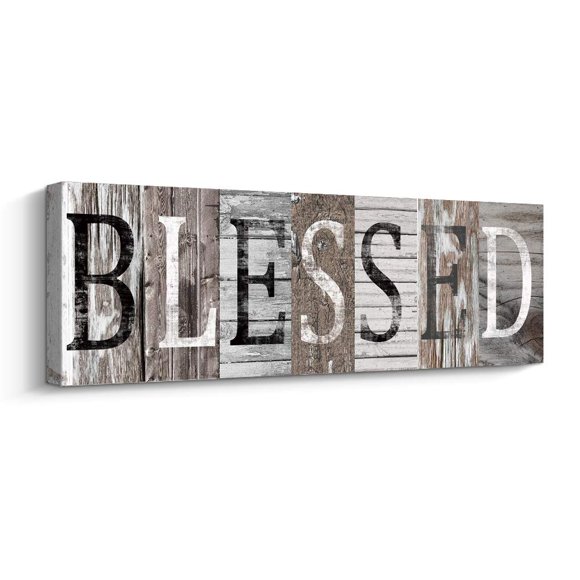 Pinetree Art Blessed Sign Canvas Wall Art Decor Inspirational Motto Canvas Prints (With Solid Wood Inner Frame) (Blessed, 6 x 17 inch)