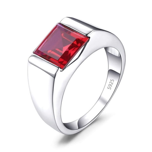 Anillo de hombre de imitación de esmeralda azul en plata esterlina S925, joyería popular europea y americana
