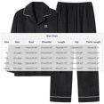 thumbnail image 3 of Men's Flannel Pajamas Set Pockets Long Sleeve Button Up Shirt and Wide Leg Pjs Bottoms 2 Piece Sleepwear Suits (3XL, Black), 3 of 7