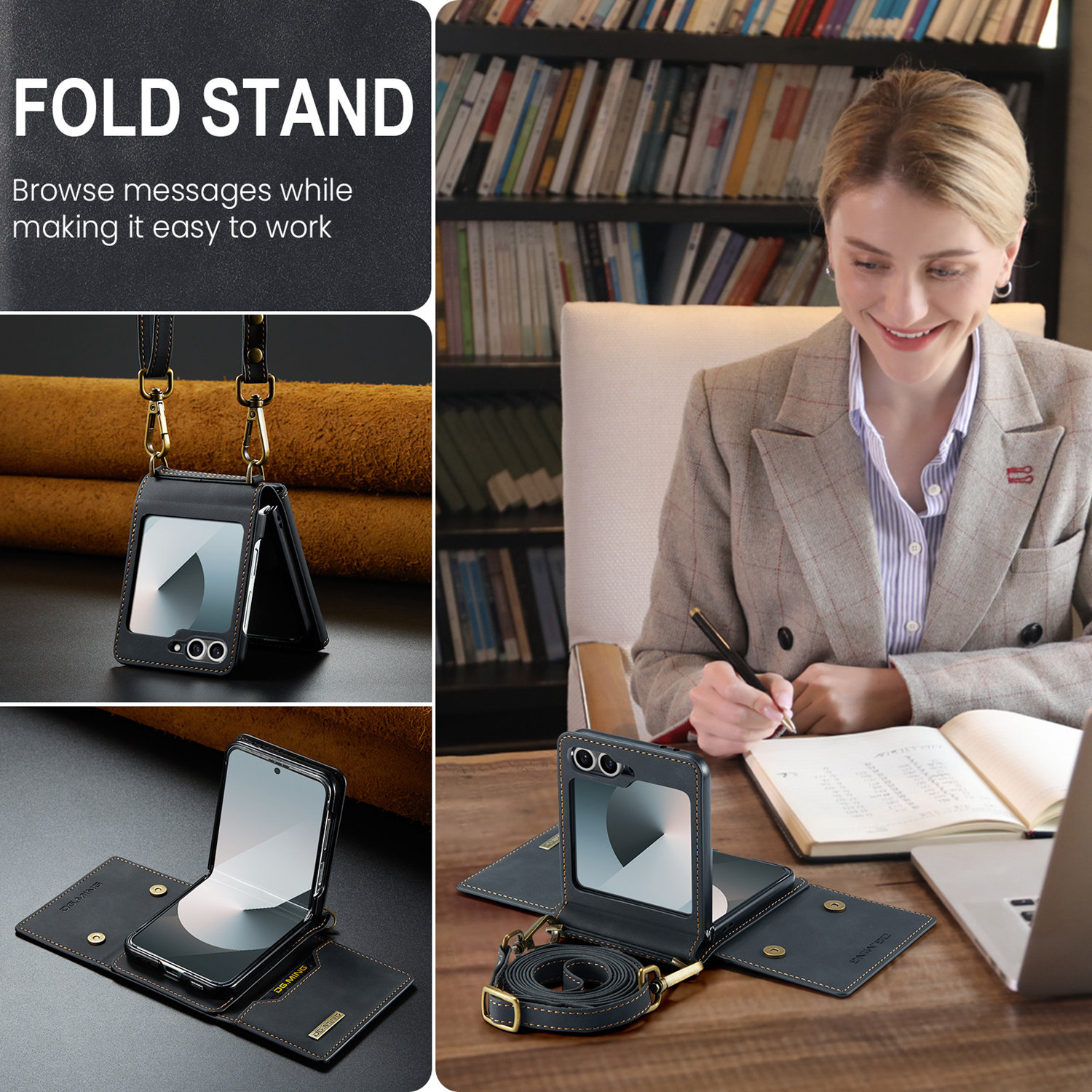 ETFAST Leather Phone Case For Samsung Galaxy Z Flip 6 Wallet Leather Case with Card Holder Leather Phone Case Shockproof Protective Cover