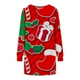 thumbnail image 4 of Pompotops Robe de Mode Décontractée Confortable à Manches Longues Col Rond Imprimé de Noël en Solde, 4 of 4