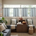 thumbnail image 2 of Curtainking Striped Rod Pocket Kitchen Curtains Linen Cafe Curtains Semi-Sheer Curtains 26x24 inch 2 Panels Blue on Beige, 2 of 10
