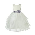 thumbnail image 2 of Ekidsbridal Girl Ceremonial Flower Girl Dress - Knee Length Ivory Organza with Tiebow 4613T-A (Size: S-12), 2 of 3