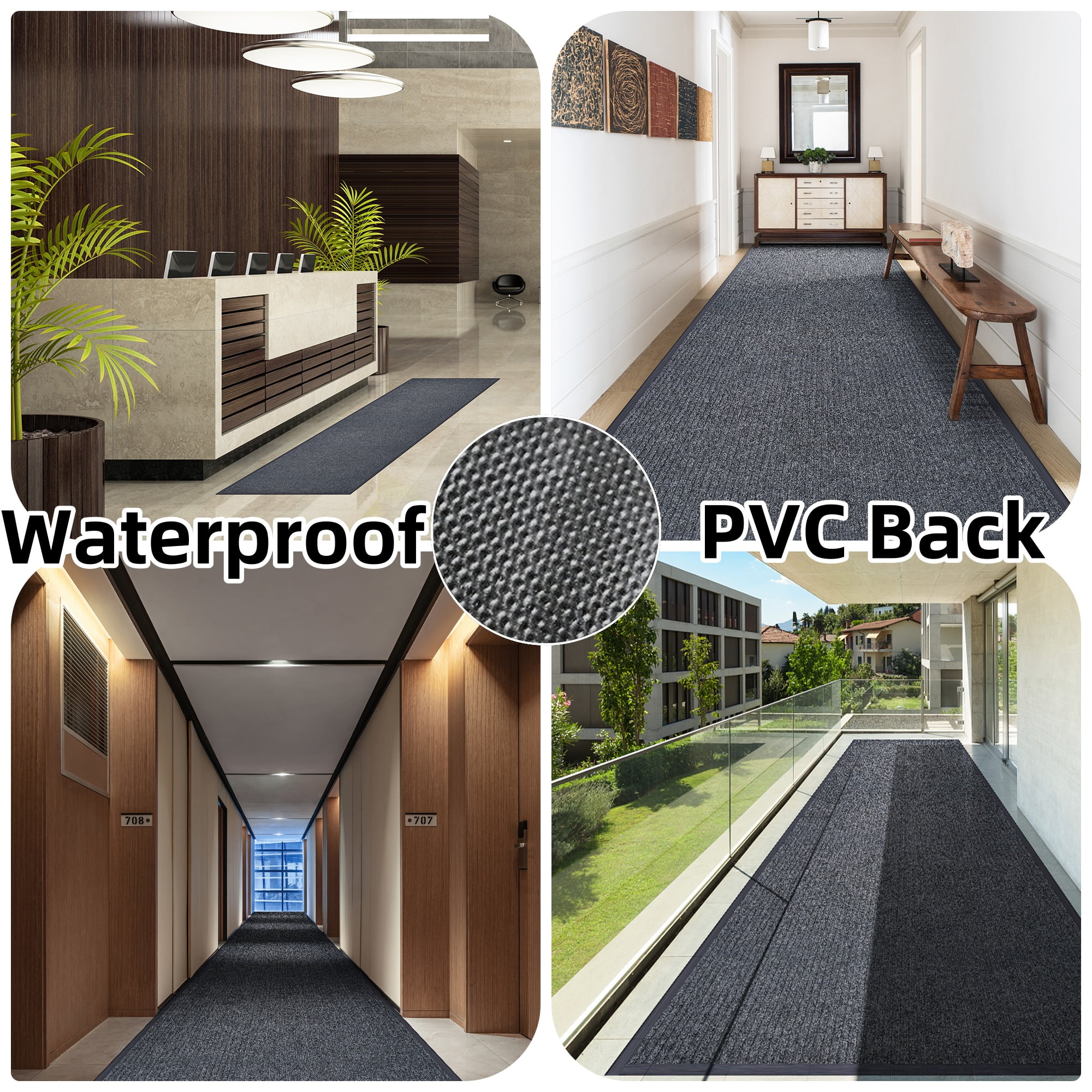 OVYEOFR Utility Rug, 3ft x 10ft Hallway Runner Rug, Commercial Floor Mat Entrance Doormat, Grey