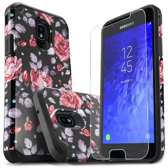 Samsung Galaxy J7 Refine Case/Galaxy J7 Top/Galaxy J7 Aero/Galax J7 Crown Case, With [HD Screen Protector], Heavy Duty Drop Protection Impact Advanced Rugged Protective Slim Fit Phone Cover-Pink Rose