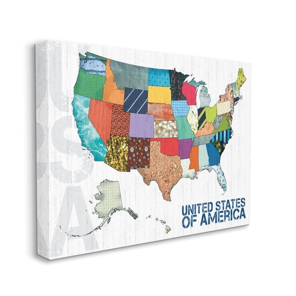 Stupell Industries United States of America Map Quilted Pattern Borders, 36 x 48, Design by Lauren Gibbons