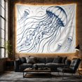 thumbnail image 6 of Jellyfish Illustration with Bubbles in Ocean Currents, Calming Illustration for Ocean Lovers, Marine Life Wall Decor, Housewarming Gift, Tapestry Wall Hanging for Bedroom and Living Room, 6 of 7