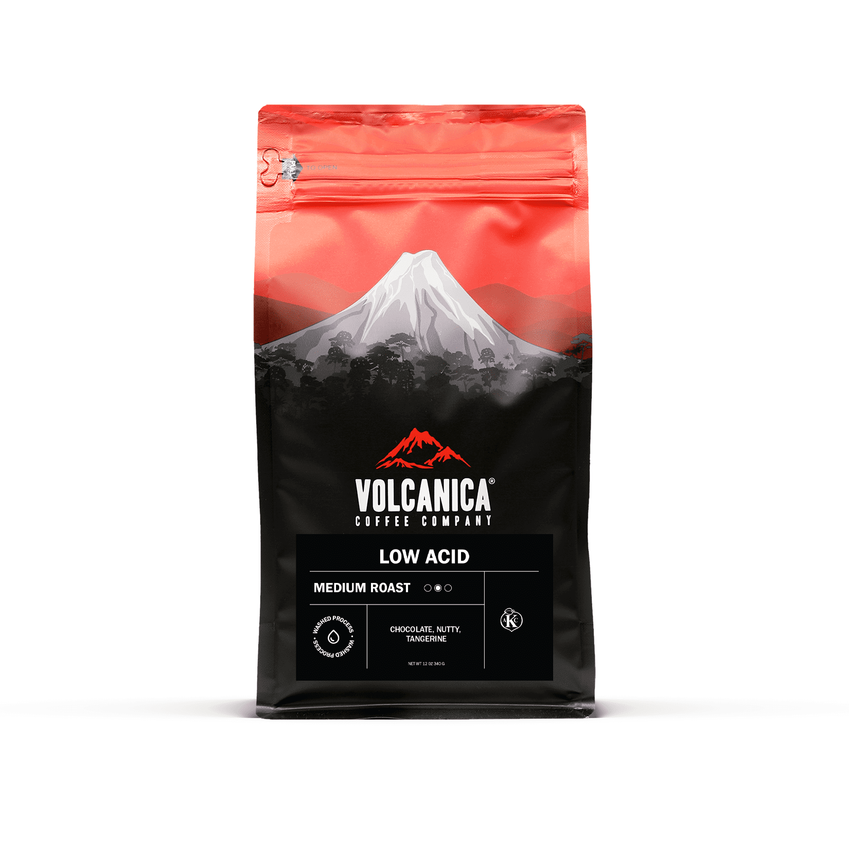 Volcanica Coffee Low Acid Coffee, Ground, Blend of Natural Low Acidic Coffee, Fresh Roasted, 12-ounces