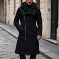 thumbnail image 5 of Hulanddfd Men's Faux Leather Trench Coat Hooded Zip Up Long Windbreaker Casual Fall Winter Outerwear, 5 of 8